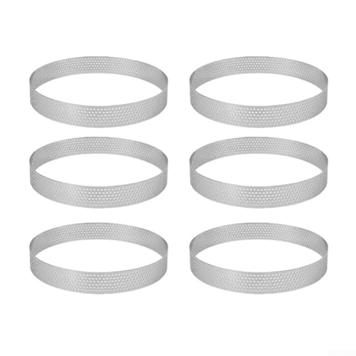 Caswynlife Juego de 6 anillos de acero inoxidable para tartas, 11 cm, 12 cm, 13 cm, para tartas y pasteles, anillo perforado para hornear para una fácil liberación, apto para lavavajillas (11 cm)