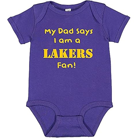 Campus Originals Dad Says I am a LA Basketball Fan Cute Baby Bodysuit Shower Gift (Newborn) 4400 Purple Cover