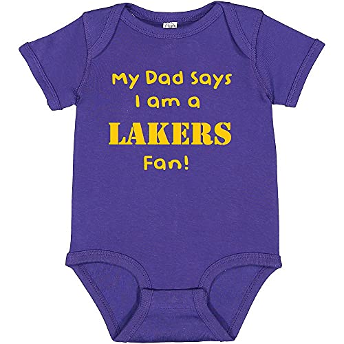 Image of Campus Originals My Dad Says I am a LA Basketball Fan Cute Baby Bodysuit Shower Gift