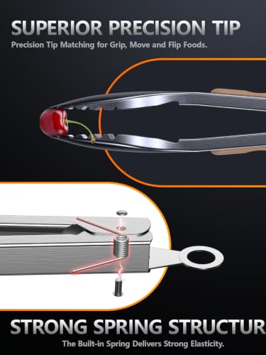 Bnlcd Stainless Steel Kitchen Tongs with Teeth Good Grip, 3Pcs Mud Color - image 7