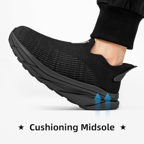 Wide Toe Box Walking Shoes for Men Slip On Diabetic Orthopedic Shoes Lightweight Non Slip Athletic Tennis Sneakers Hands Free