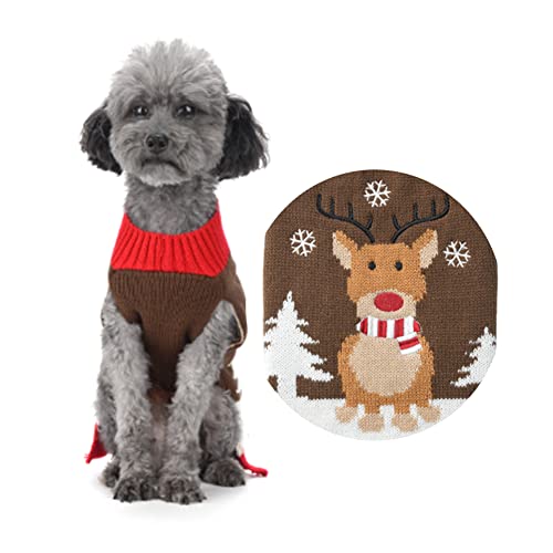 ABRRLO Weihnachten Hund Pullover Dog Sweater Hundepullover Haustier Hundepulli Warm Welpe Kleine Mittel Hunde (XL, Hirsch)