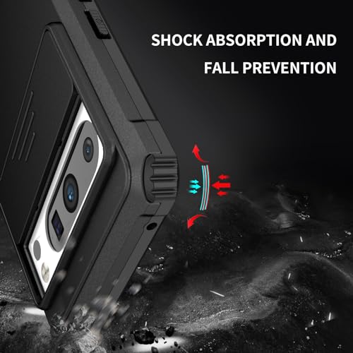 Image of Back Cover Case for Google Pixel 8 Pro | Sliding Camera Shield | Stereoscopic Stand | Shockproof 360 Degree Protection Mobile Phone Case Cover for Google Pixel 8 Pro | PC, Black Back Cover