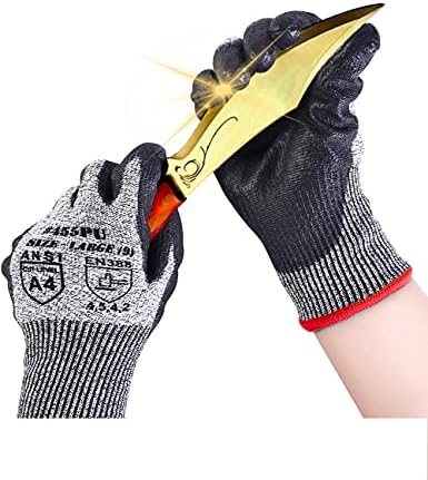 Cut Resistant Gloves High Performance Level 5 Protection Safety Work Gloves for Men Comfortable PU Coated Palm Cut Proof Gloves Gardening Food Grade Non-slip Machine Washable (L, 1)