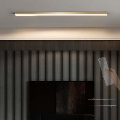 Lampe de plafond dimmable avec télécommande en aluminium or pour chambre