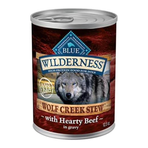 Blue Buffalo Wilderness Wolf Creek Stew Wet Dog Food, High-Protein & Grain-Free, Made with Natural Ingredients, Hearty Beef in Gravy, 12.5-oz. Cans (12 Count)