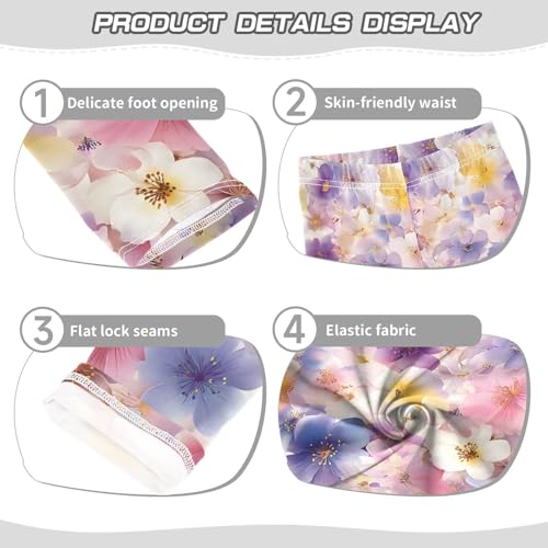 ALAZA Girls' Leggings Children's Yoga Pants Skinny Printed Dance Lovely Flowers Comfortable 4T2