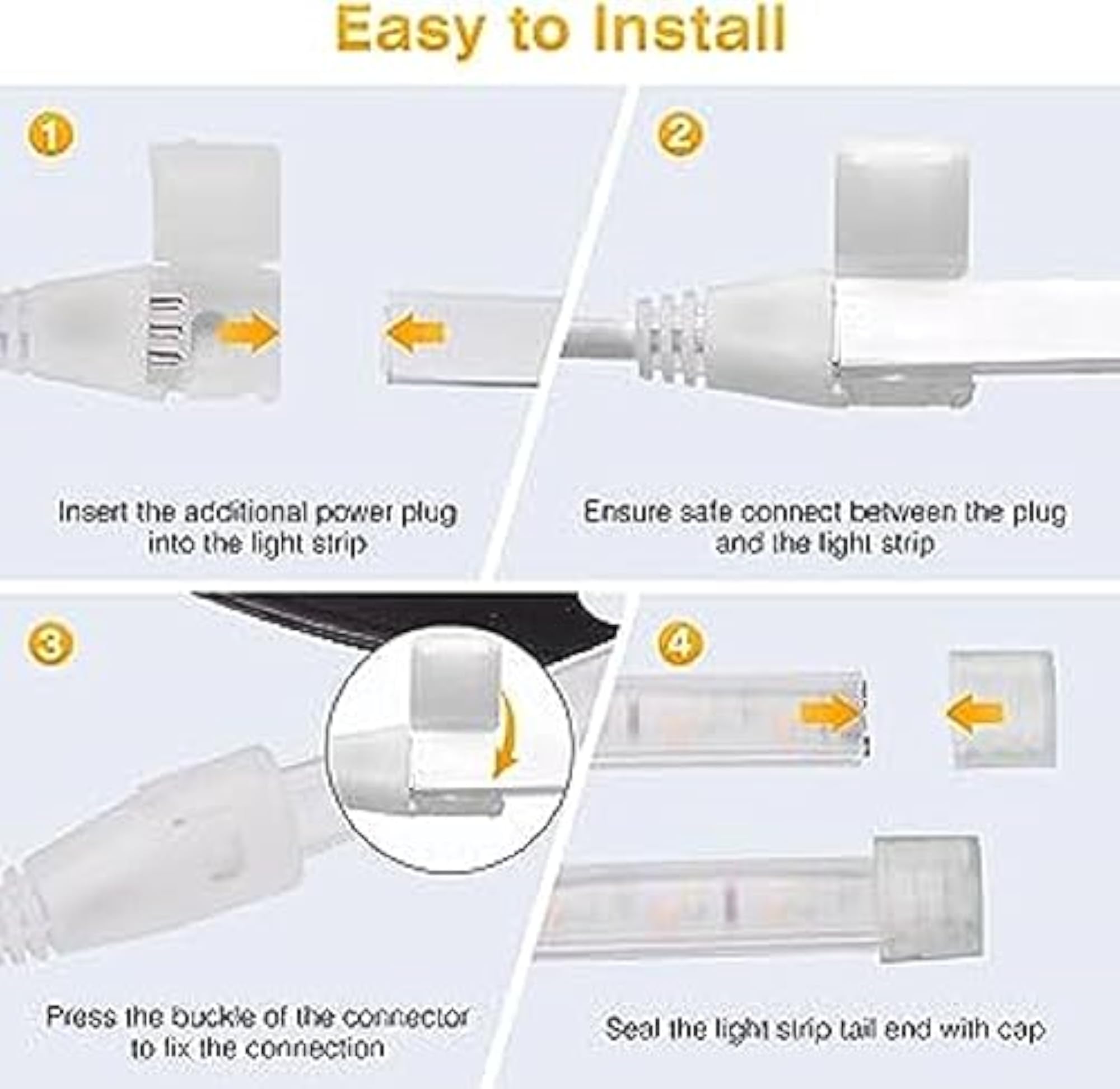 2-Pin Rope Light Adapter Connector for 3014 SMD LED Pipe