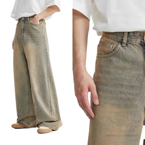 Men's Grunge Baggy Jeans Y2K Acubi Streetwear Punk Loose Pants Vintage Acubi Distressed Wide-Leg Demin Cargo Sweatpant3
