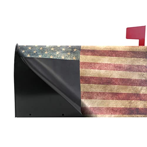 Naanle 4Th Of July Magnetic Mailbox Cover Retro American Flag Mailbox Wrap Post Letter Box Cover Home Garden Yard Decorative For Large Size 25.5”(L) X 20.8”(W) #TOP3