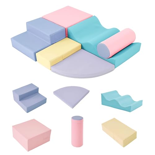 Image of Merax Climbing Toys for Toddlers, Soft Climb and Crawl Playset Indoor Baby Soft Foam Blocks for Climbing, Crawling, 6-Piece