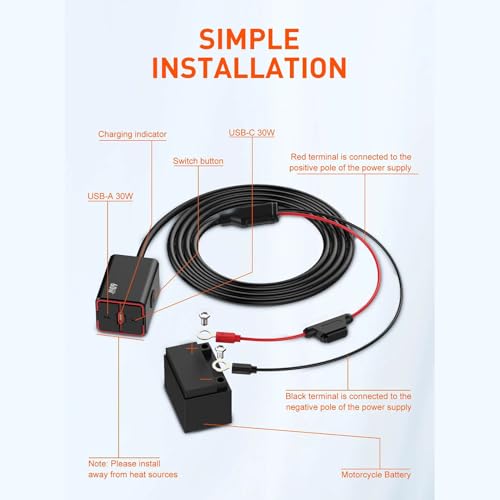 Cargador USB de moto impermeable con soporte antivibración compacto 6