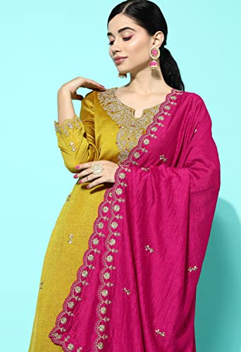 Image of LYMI LABEL Kurta Palazzo Set For Women - Poly Georgette Foil Printed Regular Fit A-Line Kurta Palazzo Set For Women