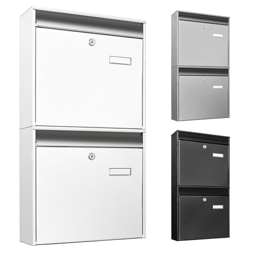 banjado Burg-Wächter Briefkastenanlage - Briefkasten 2 Parteien Weiß -...