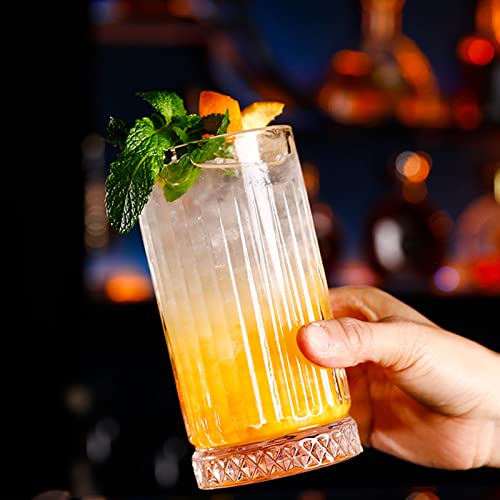 Gyrut Crystal Highball Glasses [Set Of 4] - 16Oz Glass Cups For Kitchen - Heavy-Duty Bottom Drinking Glassware Set - Dishwasher Safety #TOP3