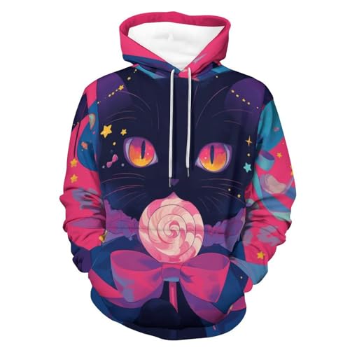Sweatshirt pullover chat noir style sorcière sweat à capuche mixte manches longues S