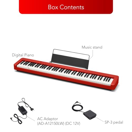 Casio CDP-S160RD (KP80) Beginner's Piano with Scaled Hammer Action 88 Keys, Headphone Jack and Duet Mode - Red - Image 2 thumbnail