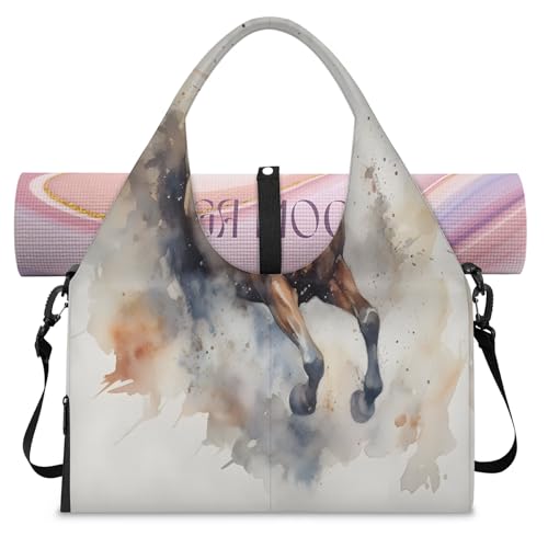 Bolsa de lona deportiva con diseño artístico de acuarela y amplio espacio para equipaje L