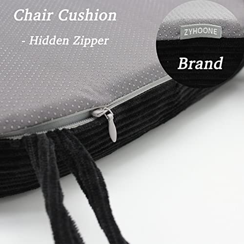 Zyhoone Chair Cushion With Ties For Dining Chairs - Indoor No Slip Seat Pads With Machine Washable Cover Fit Metal Wooden Kitchen Chairs [14.5 X 15.5 X 2 Inches] - Black #TOP3