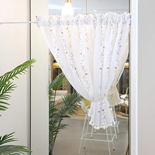 Cortina de medio panel de decoración moderna hecha a mano en algodón blanco premium 4