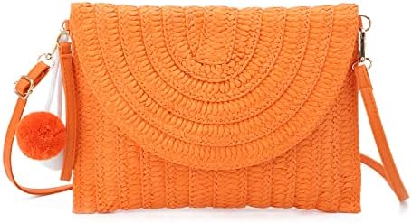 Syrads Womens Straw Evening Clutch Purse Summer Beach Handbag Straw Woven Envelope Bag,Green