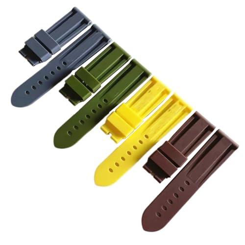 Bracelet montre caoutchouc 24 mm robuste avec boucle papillon