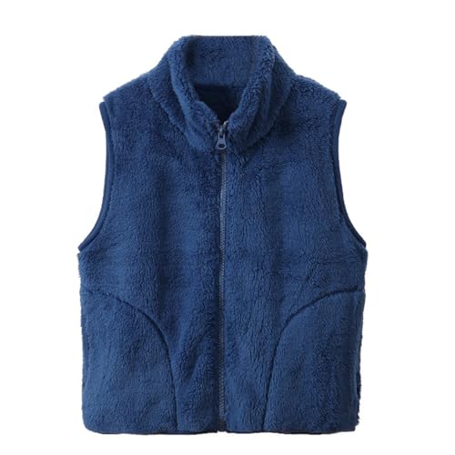 Image of Girls Boys Zippered Vest Warm Soft Fleece Outerwear Jacket with Pockets 3-12 Years