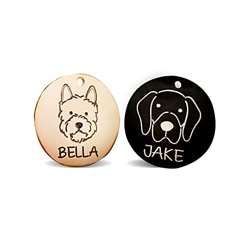 Engraving Pet ID Tags, Personalized Pet ID Tags, Stainless Steel Pet ID Tags, Custom Engraved Dog and Cat Tags, Double Sided Round Tags