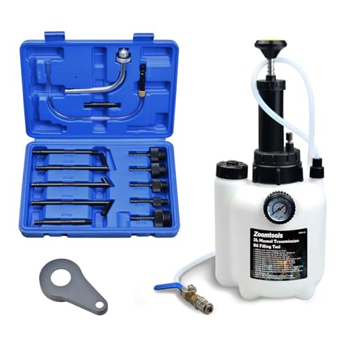 Zoomtools 3L Outil de Remplissage d'Huile de Boîte de Vitesses, Pompe Manuelle de Transfert d'huile de Transmission Comprend adaptateurs ATF (13 Adaptateurs)