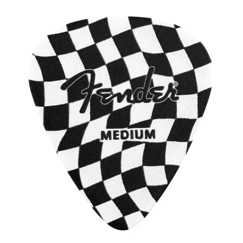 Image of Fender Celluloid Guitar Picks, Guitar Accessories, 351 Shape, Checkerboard, Medium, 8-pack