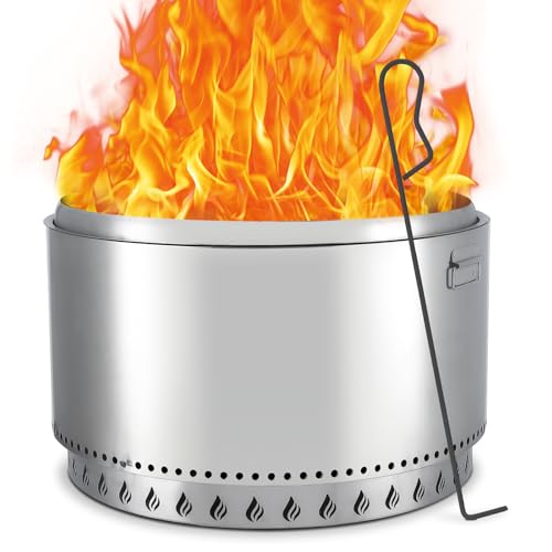 Towallmark VXP23ZWOZ4_RWWYZY3X5RGJ14K Smokeless Fire Pit 2.0, 32 Inch Portable Outdoor Firepit, Stainless Metal Steel Wood Burning Fireplaces cover