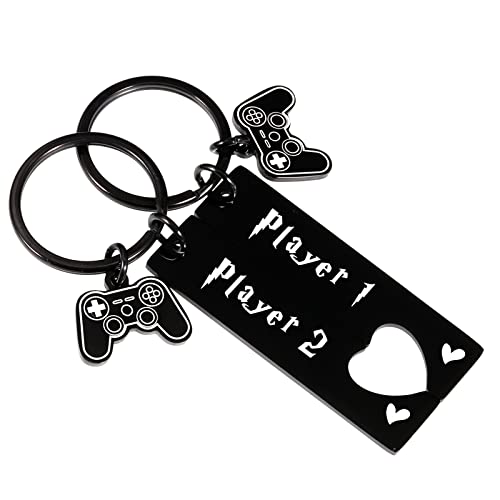 Valentines Day Gifts for Boyfriend from Girlfriend Funny Gamer Player 1 Player 2 Matching Keychain Couples Anniversary Birthday Gift for Husband Fiance Hubby from Wife Long Distance Keyring Christmas