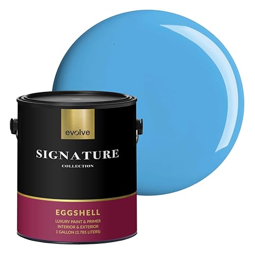 EVOLVE Signature Collection Luxury Interior Paint & Primer, Eggshell Sheen (Bimmer Blue), 1 Gallon – Premium One-Coat Coverage, Low VOC, Low Odor, Washable Finish for Walls, Ceilings & Trim