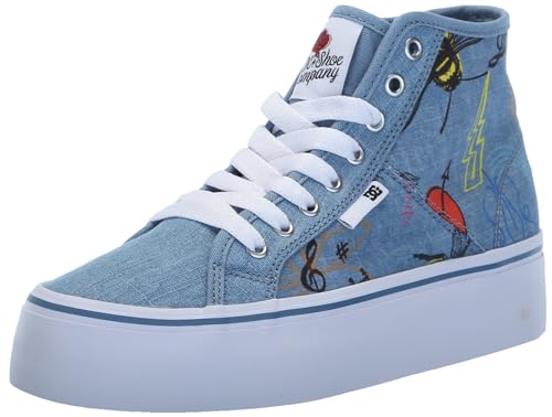 DC Women's Manual Hi Platform Skate Shoe, Heather Dark Denim, 10.5