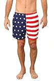 US Apparel Men's Long Basic Active Shorts Activewear Trunks 1817, Flag, L Red/White