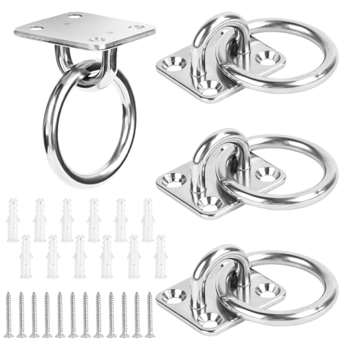 4 Stück Augplatte mit Öse, Edelstahl Decksplatte Augplatte mit Öse Augplatten Edelstahl Augenplatte Ösenplatte Ösen Halterung für Sonnensegel Befestigung Deckbeschläge für Boote