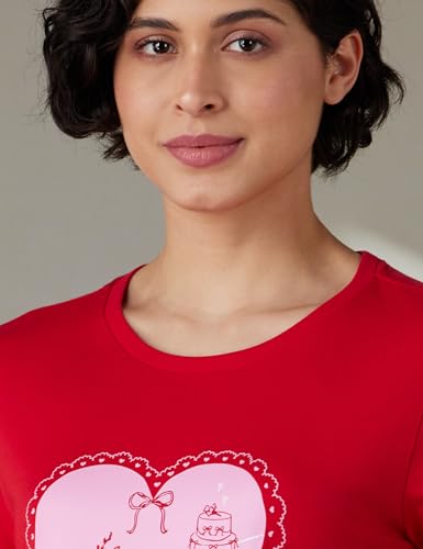 Image of Amazon Brand - Symbol Women Cotton T-Shirt and Jogger Night Suit | Two Piece Set| Regular Fit (Available in Plus Sizes)