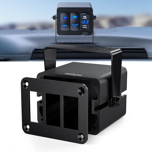 Nilight 3 Gang Rocker Switch Box 3 Holes Panel Detachable Installation Housing Waterproof Aluminum Rotatable Mount Bracket 12V 24V DIY Toggle Switches Voltmeter USB Socket for Boats Cars RVs Trucks