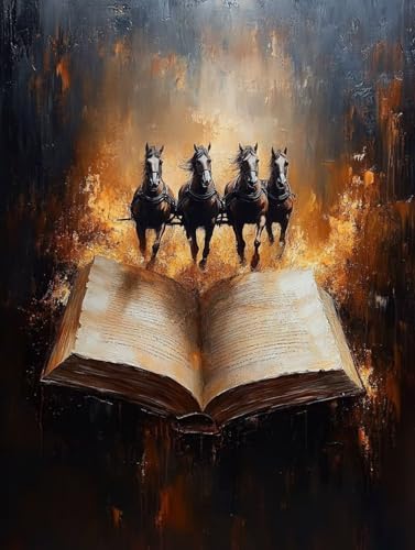 ペイントバイナンバー 馬 ナンバーペイント 本 大人用 初心者向け 手塗り 塗り絵 ハンドメイドクラフトアート 簡単 DIY 数字油絵 セット 含む インテリア アクリル 水彩絵の具, レトロ インテリア 壁飾り ホームデコレーション ギフト 額縁付き 4