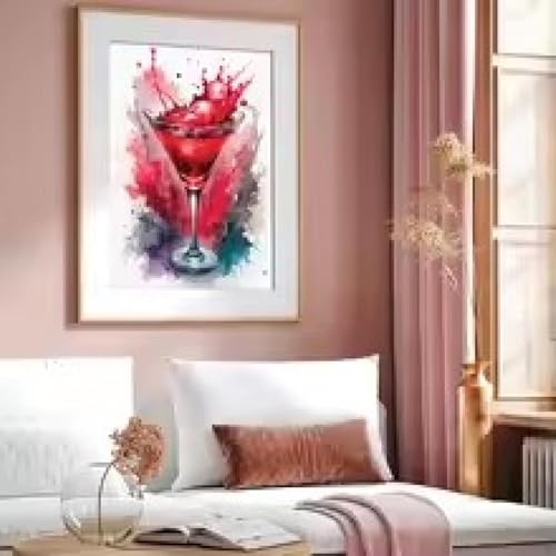 Toile cocktail aquarelle décoration murale intérieure moderne pour salon et bar HD 50 x 70 cm