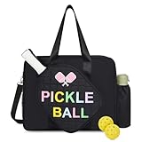 Pickleball Bag for Women Girl, Water Resistant Pickleball Tote Bags, Large Pickle Ball Paddle Crossbody Sling Gifts for Pickleball Lovers(Black)
