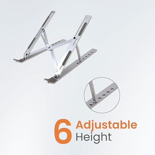 Image of JUST CORSECA Solitude X12 Ergonomic Laptop Stand | Foldable & Portable Design | Promotes Better Posture | Compatible with All Laptops | with Fabric Pouch | Tabletop Riser Fits Upto 17 Inch (Sliver)
