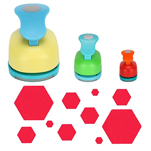 Tech-P 3 Pcs Large Size 3" 1.5" 1" Hexagon Pattern Hand Press Paper Craft Punch,Card Scrapbooking Engraving Kid Cut Diy Handmade Hole Puncher,Paper Craft Punch (Hexagon) #TOP19