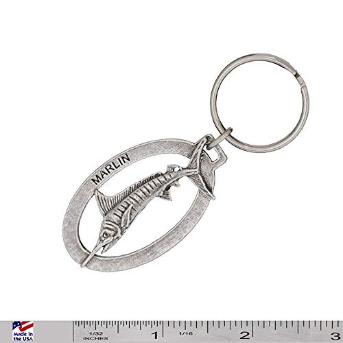 Marlin Keychain, Pewter, S002KC, 2”, 100% Handmade in the USA, Atlantic Blue marlin, Billfish, Black marlin, Keychain, Key Chain, Key Ring, Key Fob, Fishing Gift, 200 Fish Designs Available.2