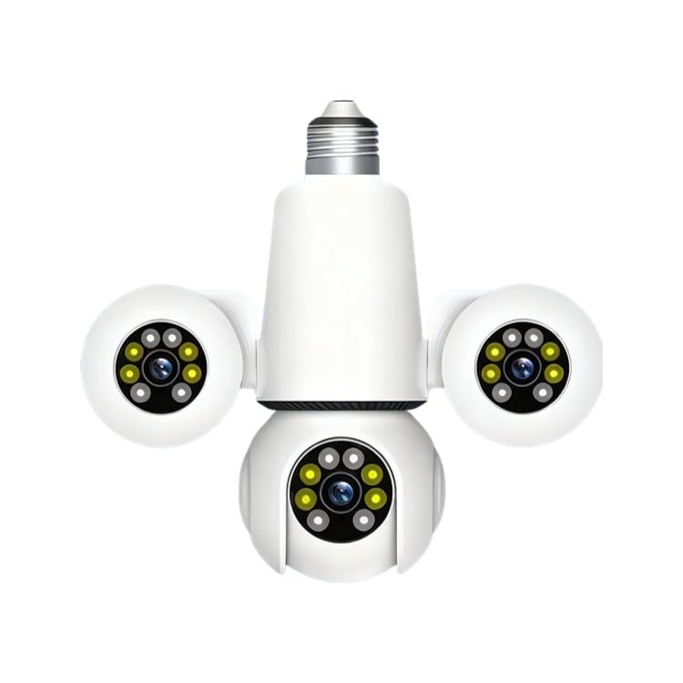 PUSOKEI Light Bulb Security Camera, 6MP Security Cameras Wireless Outdoor 360° PTZ Cameras for Home, Motion Detection, Night Vision