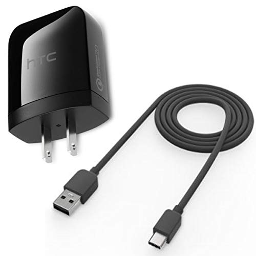 Fast Quick Charge 2 Wall Charger Works with BlackBerry KEY2 Includes USB TypeC Port and Cable. [15W   Black UL]