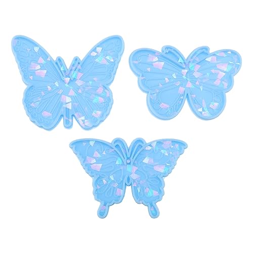 Create idea 3Pcs Holographic Butterfly Moulds Holographic Resin Moulds Epoxy Resin Casting Mould Accessories for DIY Making Pendants Jewelry Crafts Blue