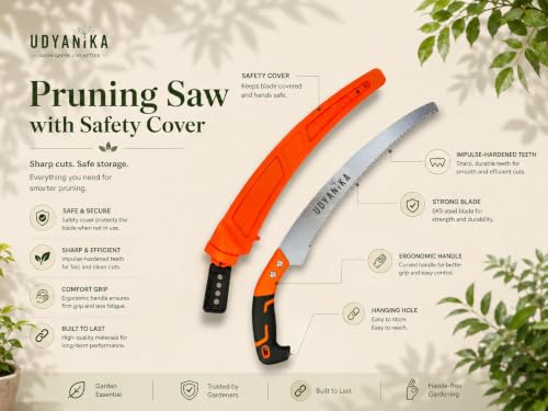 Image of Pruning Saw Cutter for Trees with Safety Cover | Hand Saw for Gardening & Tree Cutting | Wood Cutter Saw with Ergonomic Grip | Tree Cutter for Branches & Wood Pruning