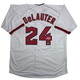 Facsimile Autographed Chase DeLauter Cleveland White Reprint Laser Auto Baseball Jersey Size Men's XL