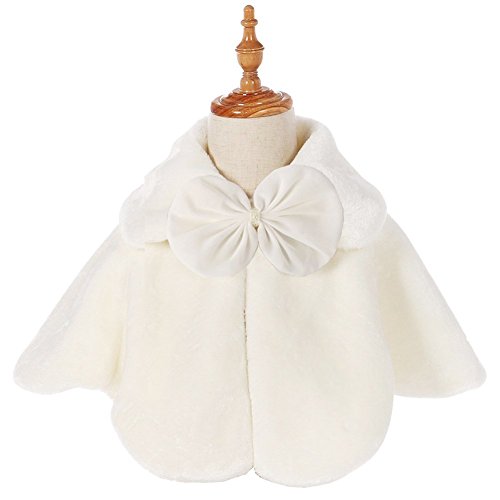 Fankeshi Ivory Flower Girl Faux Fur Shawl Wraps Cape Kids Wedding Communion M